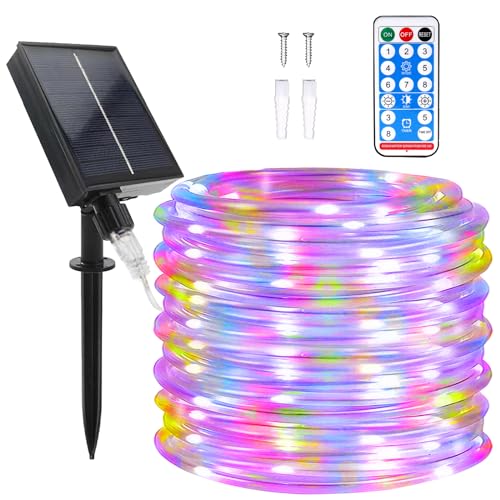 Micacorn Solar String Lights Outdoor Rope Lights, 72ft 8 Modes 200 LED Solar Garden Lights Waterproof Tube Light with Remote for Swimming Pool Wedding Christmas Party Decorations